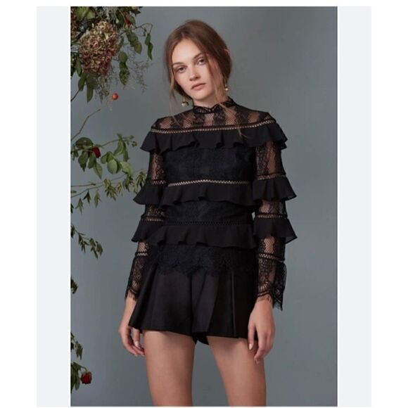 KEEPSAKE the Label Tops - Keepsake Better Days Scalloped Lace Ruffle Long Sleeve Top